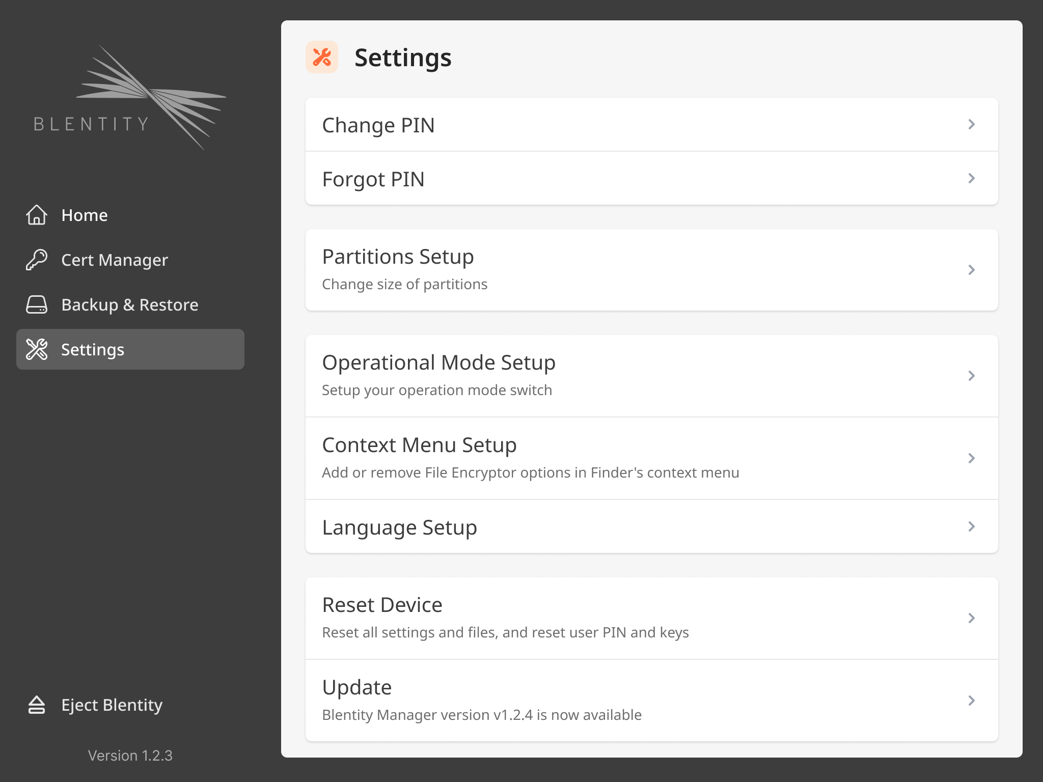UI — Settings